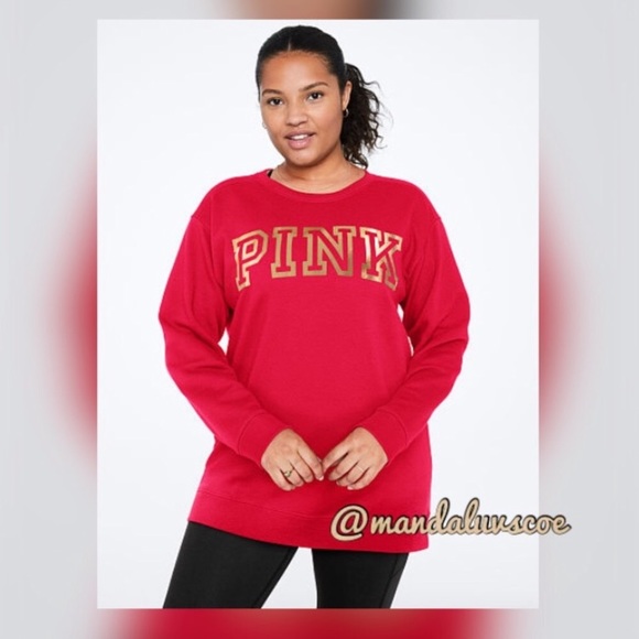 💗VS PINK RED & GOLD FOIL CREW & RED LOGO LEGGINGS - Picture 5 of 13